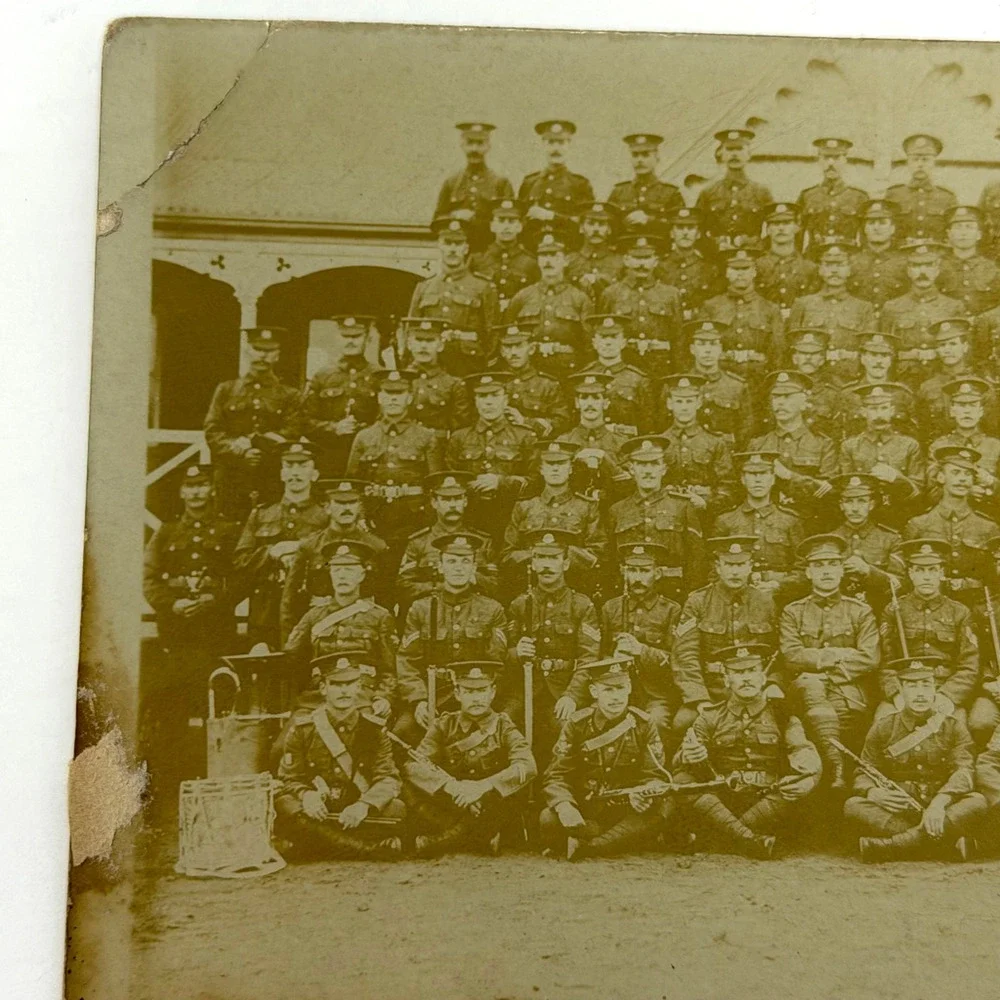 Antique RPPC British Soldiers Group Portrait Postcard Likely WWI Era